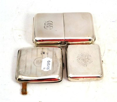 Lot 454 - Two silver cigarette cases and a silver cigar case