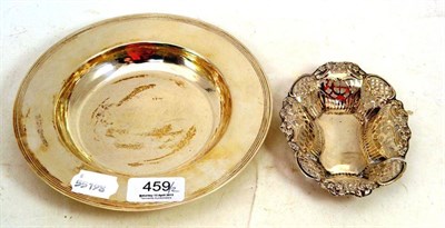 Lot 459 - Modern silver bowl and a silver bonbon dish