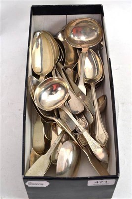 Lot 471 - A collection of English and Continental silver and white metal tablespoons, serving spoons, etc