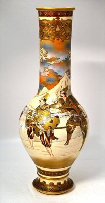 Lot 184 - A Satsuma Type Earthenware Vase, Meiji period, of ovoid form, the tall cylindrical neck with...