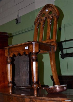 Lot 542 - Gothic hall chair and an offertory pan