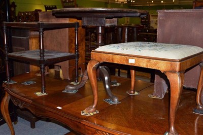 Lot 637 - A mahogany tilt top table, a dressing stool and a side table (3)