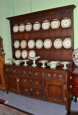 Lot 675 - Oak dresser fitted five drawers with delft rack