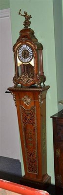 Lot 676 - A Louis XVI style striking pedestal clock, with boulle style inlay and gilt metal mounts, raised on