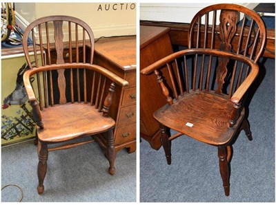 Lot 677 - A Windsor chair with a crinoline stretcher and another