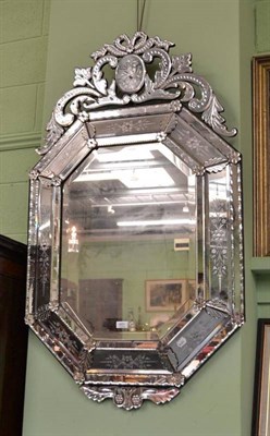 Lot 681 - Venetian decorative mirror, overall height 125cm