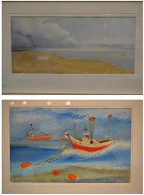 Lot 1032 - Sarah Jane Walker (Contemporary)  An open seascape  signed in pencil, watercolour heightened...