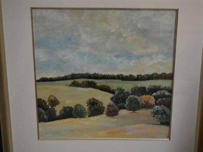 Lot 1046 - English School (Contemporary )  An open summer landscape  indistinctly monogrammed  acrylic on...