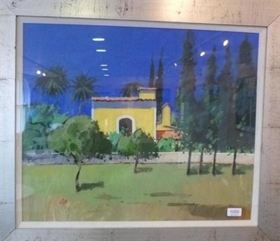 Lot 1050 - James Orr (b.1931)  ";Villa near Pollensa, Majorca"; acrylic on board  48cm by 58.5cm