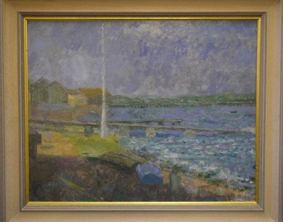 Lot 1058 - Jack Millar A.R.C.A., R.B.A (b.1921)  ";Storm, Swanage Bay";  inscribed verso, oil on board...