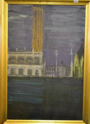 Lot 1063 - Morley Berry (Later 20th Century)  ";Venice at Night"; signed with the artist's initials and...