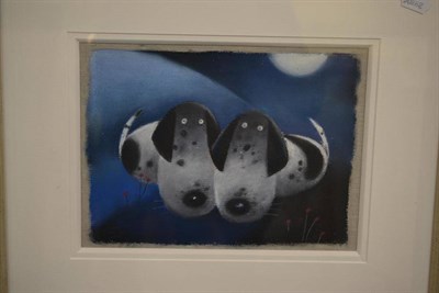 Lot 1069 - *Hutch (Contemporary)  Two dogs  signed in pencil, acrylic on paper  22cm by 30cm