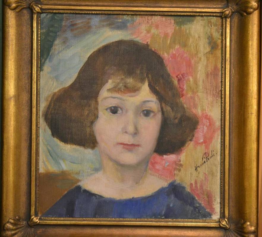 Lot 1105 - Hanna (Hirsch) Paul (1864 - 1940) Portrait of a young girl  signed, oil on canvas board, bears...
