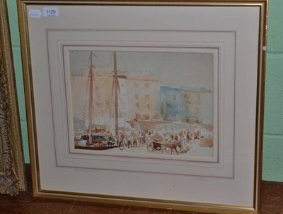 Lot 1129 - Watercolour, Italian harbour front by W.Gaunt