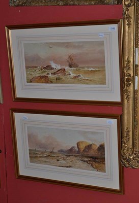 Lot 1148 - William Henry Earp; Shipping off the Shore and  Ship in Rough Seas, each signed, watercolours...