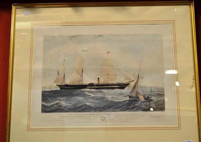 Lot 1152 - Gilt framed colour print view of the steamship President