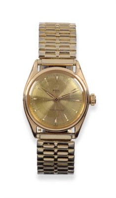 Lot 215 - A 14ct Gold Centre Seconds Wristwatch, signed Rolex, Oyster, Super Precision, ref: 5022, circa...