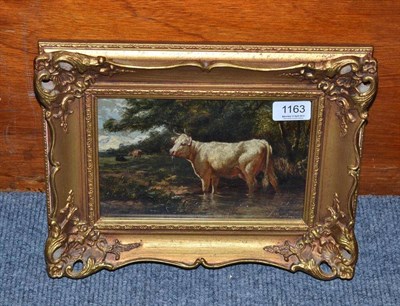 Lot 1163 - English School, later 19th century, cattle watering, indistinctly signed and dated 1876, oil on...