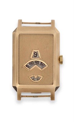 Lot 217 - An Unusual 9ct Gold Rectangular Digital Display Wristwatch, 1932, lever movement, three...