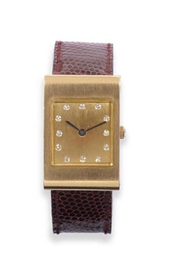 Lot 218 - An 18ct Gold Rectangular Wristwatch, signed Boucheron, Paris, lever movement signed Ulysse...