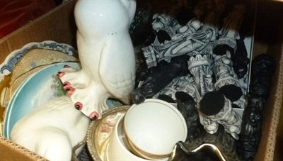 Lot 1206 - Four boxes of ceramics including part tea sets, glassware, etc