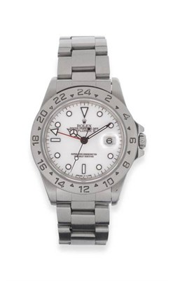 Lot 222 - A Stainless Steel Automatic Calendar Centre Seconds Wristwatch with 24-Hour Dial Display,...