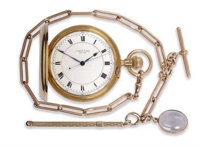 Lot 230 - A Fine 18ct Gold Full Hunter Karrusel Centre Seconds Pocket Watch, signed S Smith & Son, 9...
