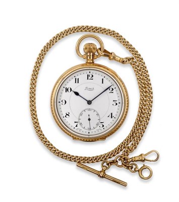 Lot 231 - An 18ct Gold Open Faced Keyless Pocket Watch, signed Limit, 1945, lever movement, enamel dial...