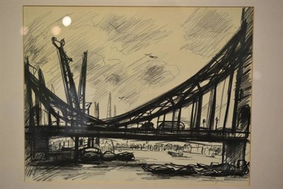 Lot 1039A - *Lindeberg ( Mid 20th Century)  A view of a London bridge signed and dated ' 61 (1961 in...