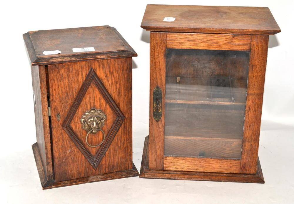 Lot 3 - Two oak smoker's cabinets