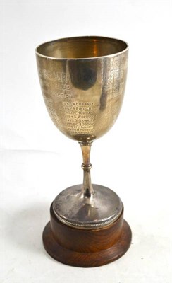 Lot 20 - Silver pedestal trophy cup 'Yorkshire Herald Angling Section', with socle