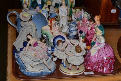Lot 38 - Collection of assorted china figures, ornamental items, USSR figures, B&G teapot, Copenhagen...