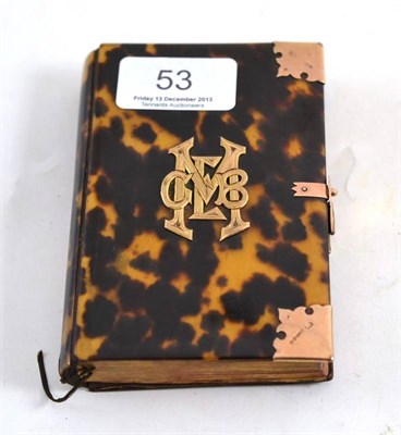 Lot 53 - A gold mounted tortoiseshell prayer book