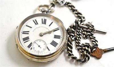 Lot 79 - A silver cased pocket watch and chain