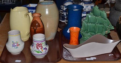 Lot 138 - Two trays of Poole pottery and other items