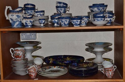 Lot 157 - A collection of decorative ceramics including Booths Real Old Willow, a painted dessert service etc
