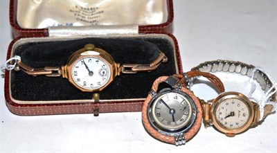 Lot 180 - Chromium bullseye fob watch and two wristwatches