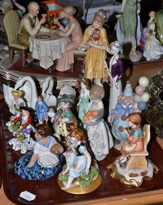 Lot 218 - Two trays of Capodimonte, Lladro and other Continental figures