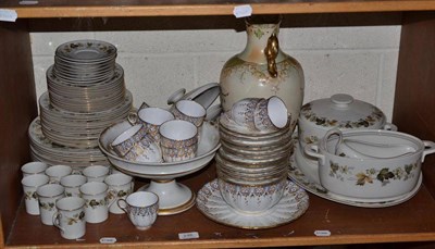 Lot 246 - A shelf of decorative ceramics including a Royal Doulton Larchmont pattern dinner service,...