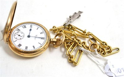 Lot 252 - An 18ct gold fob chain and a gold plated Waltham pocket watch