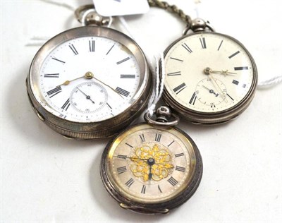 Lot 255 - Three silver pocket and fob watches