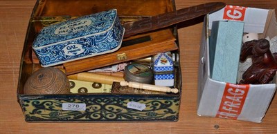 Lot 278 - Collectors items, including sewing memorabilia, root carving, pin cushion doll, opera glasses...