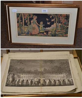 Lot 306 - Quantity of unframed black and white engravings including 'A Night Dance by Men in Hapie', 'An...