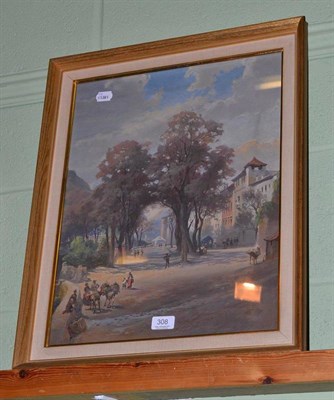 Lot 308 - Italian street scene, oil on board, monogrammed 'AW' and dated 1899