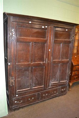 Lot 362 - 18th century oak two door cupboard