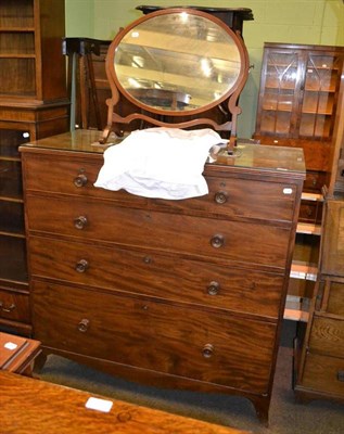 Lot 374 - An early Victorian mahogany four height chest, a crutch framed mirror and a Georgian wall...