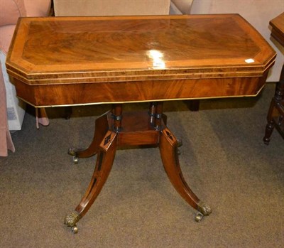 Lot 403 - A George III mahogany and satinwood inlaid folding card table