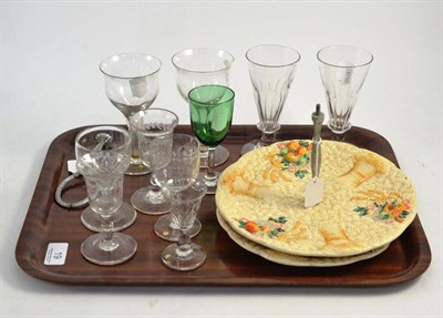 Lot 19 - A Clarice Cliff Celtic Harvest cake stand, two Georgian ale glasses and eight other glasses (11)