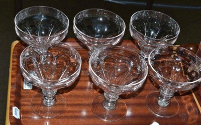 Lot 27 - A set of six panelled ogee glass rummers