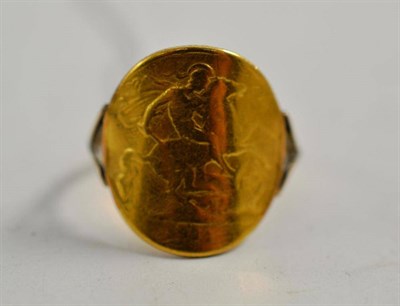 Lot 57 - A bent half sovereign ring (1911), very worn